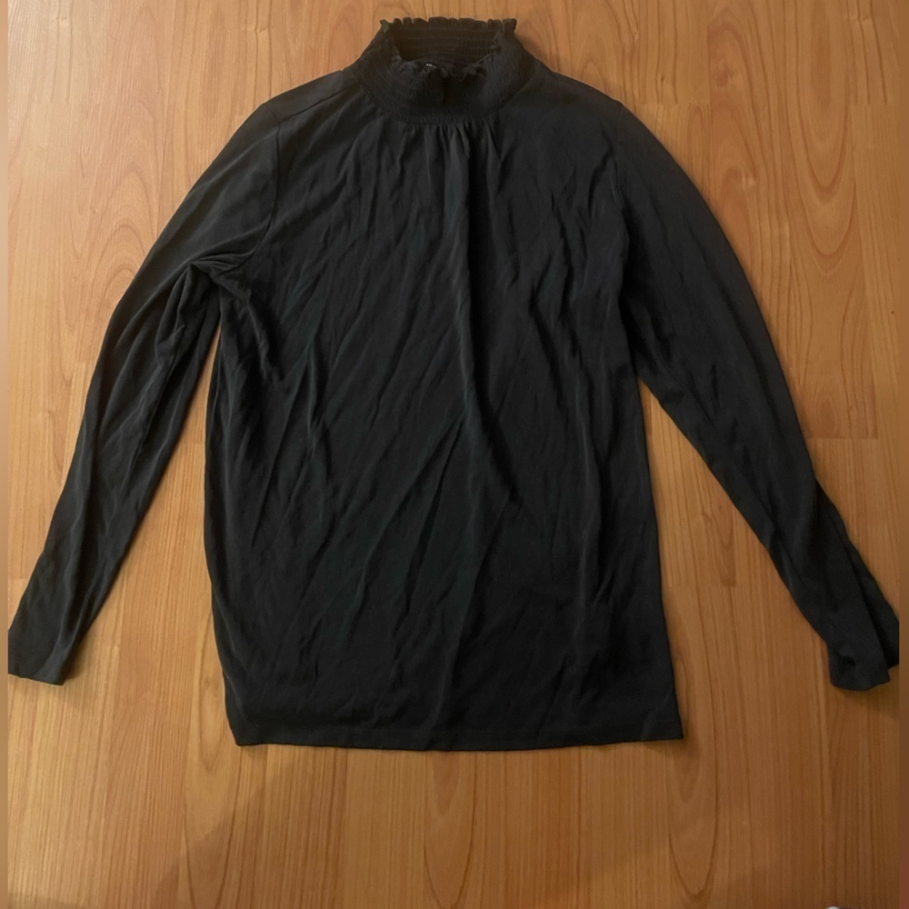 Lucky Brand Women’s L Long Sleeve High Neck Shirt Black 380